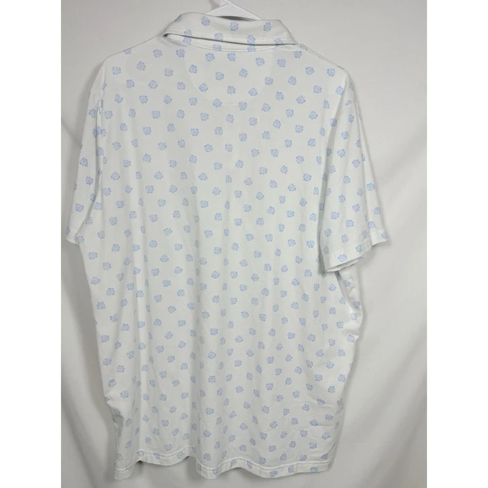 POLO Ralph Lauren Men's Large Performance Pony White Blue Floral Golf Shirt